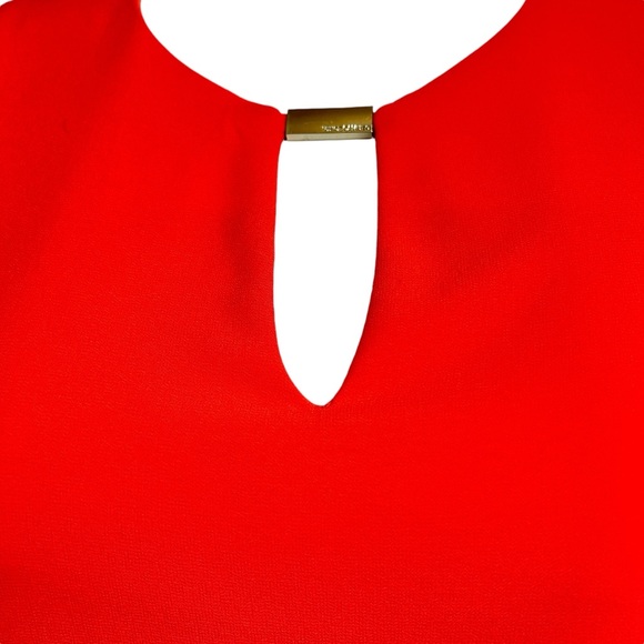 Vince Camuto Women's Coral Back Pleat Chiffon Swing Dress - Picture 3 of 12